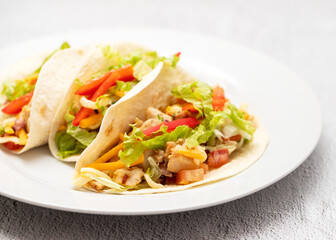 tacos with meat and vegetables - Mexican food style