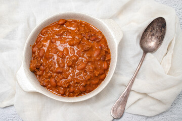 Traditional Mexican Food - Chili con carne in a bowl