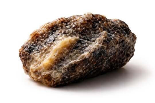 Isolated ambre gris piece on plain white background highlighting texture