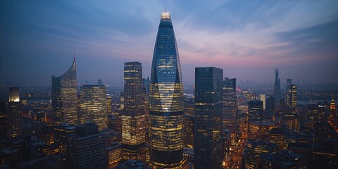 Financial district in London with high-rise buildings, highlighting urban infrastructure for global markets