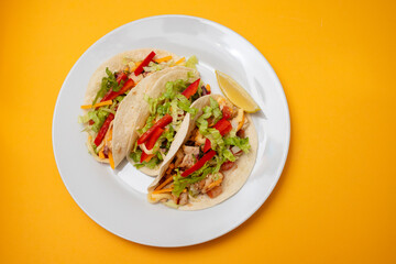 tacos with meat and vegetables - Mexican food style