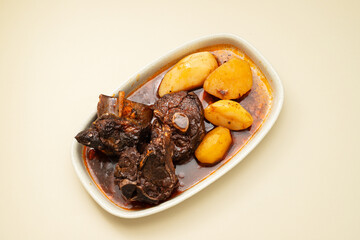 Chanfana a traditional Portuguese dish made of slow-cooked goat stewed in red wine
