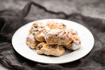 Mini Butter Christmas Stollen. Traditional Christmas cake.