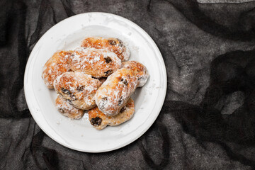 Mini Butter Christmas Stollen. Traditional Christmas cake.