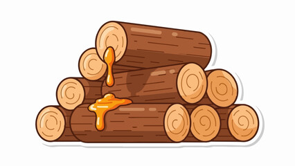 Stacked logs with honey dripping down