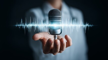A businessman hand with a finger pressing a button on a digital touchscreen interface for technology innovation and future success concept
