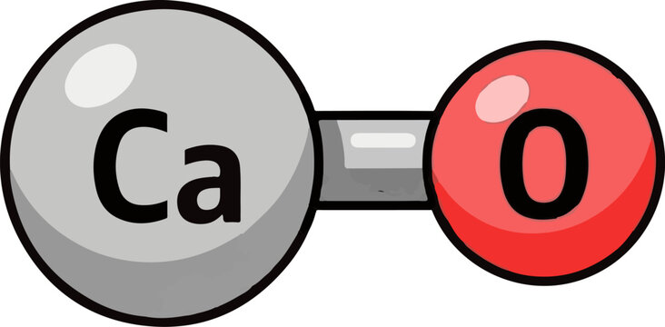 Simple cartoon representation of a calcium oxide molecule, showing two bonded atoms