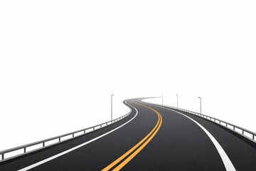 Minimalist highway road artwork with white background featuring copy space for text additions