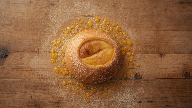 Mexican Ojo de Buey pastry, featuring a flaky bread ring with orange-flavored pound cake filling, as a cultural dessert