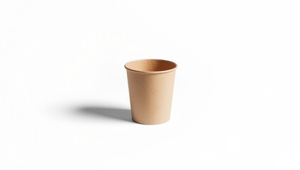 Unfilled paper cup on plain white surface, suitable for branding or product display