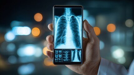 A smart businessman in the city holding a digital tablet and mobile phone device to access a web application connection on a high-tech touch screen display