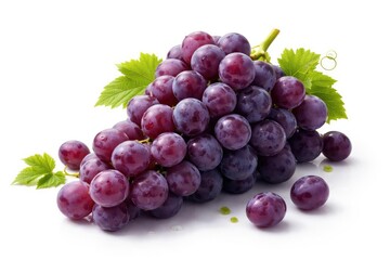 Fototapeta premium Fresh purple grapes displayed on a bright white backdrop