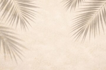 Minimal summer background with palm leaf shadows on textured concrete surface