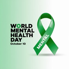 Mental Health Day October 10 green ribbon mental health awareness ribbon