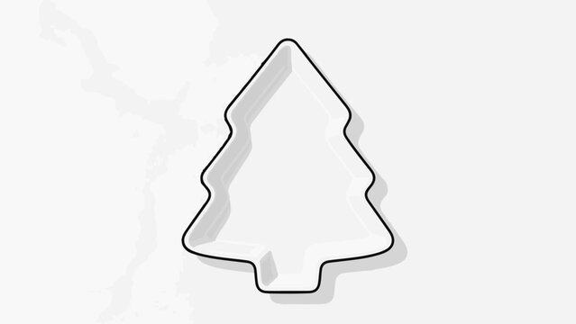 Simple outline of a tree-shaped cookie cutter on a textured light background
