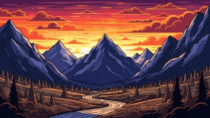 sunset in the mountains