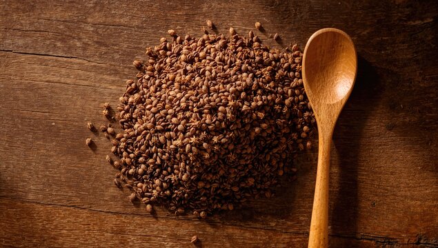 Unground cumin seeds, a staple spice in Indian dishes, focusing on flavor enhancement