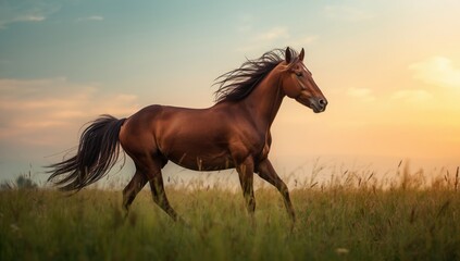 Wild horse grazing on open plains, highlighting conservation efforts for native species