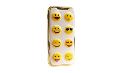 Expressive smartphone emoji illustration conveying connectivity, digital interaction, and sleek design isolated on transparent background PNG