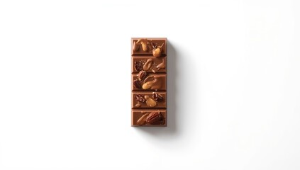 Chocolate bar with caramel filling on white backdrop, highlighting confectionery treats, for National Candy Month