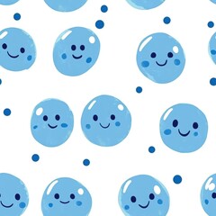 blue smiling dots seamless pattern background illustration