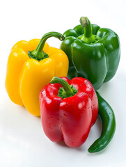 Assorted colorful bell peppers and chili pepper