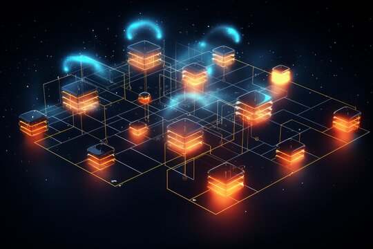 Servers and data centers forming a global network grid for modern cloud computing communication - Powered by Adobe