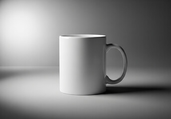 Obraz premium Minimal white mug mockup with soft vignette background effect