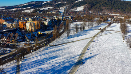 Fototapeta premium Zakopane, Poland, aerial drone view,