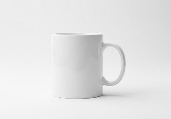 Fototapeta premium White mug mockup centered composition on bright white background