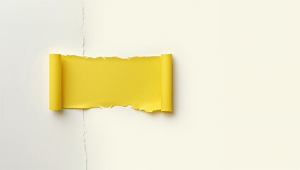 White background with ripped yellow paper for presentation layout, background for textual content