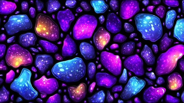 Abstract composition of colorful organic shapes on a dark background