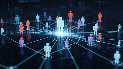 Network of People Connected by Lines and Nodes