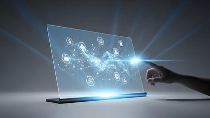 Futuristic Touchscreen Technology with Glowing Icons