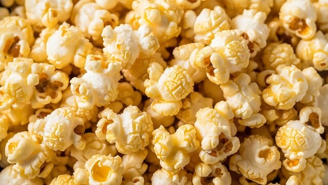 Delicious golden buttery popcorn kernels close up background - Powered by Adobe