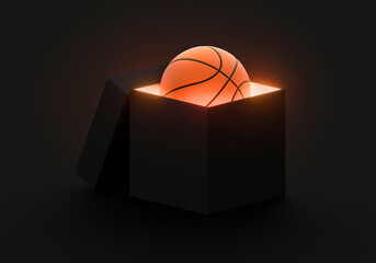 Basketball ball were in a box with light