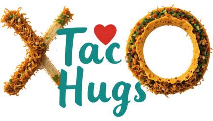 Taco Hugs Love Typography Illustration with Floral XO Design
