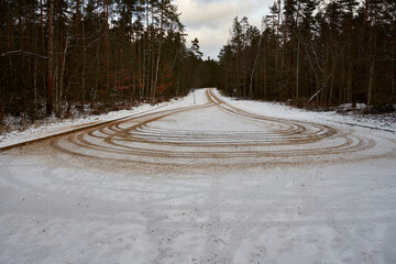 droga asfaltowa,zima 
