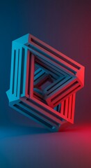 Obraz premium A complex geometric structure that appears multidimensional and impossible, creating an intense optical distortion, symmetry, graphic, 3d