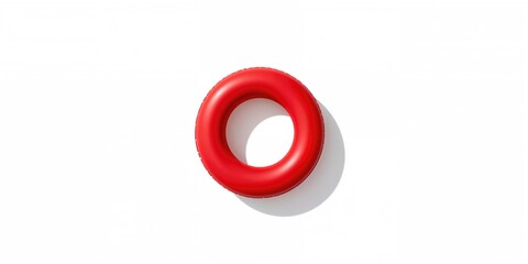 A solitary rubber ring displayed against a white backdrop, serving as a summer travel icon for aquatic leisure