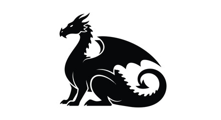 Obraz premium A powerful mythical creature emblem in dark monochrome, symbolizing strength, wisdom, and ancient folklore. This striking silhouette evokes epic