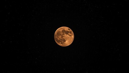 Close-up of a brown full moon, illustrating surface features and nocturnal lighting effects