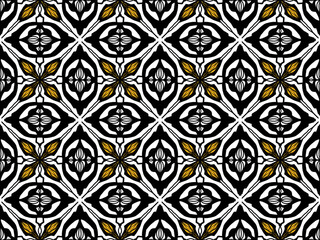 Luxury geometric pattern combining monochrome tones with gold details.