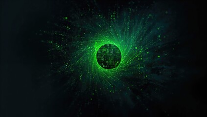 Abstract technology scene with green binary code representing digital communication and data security