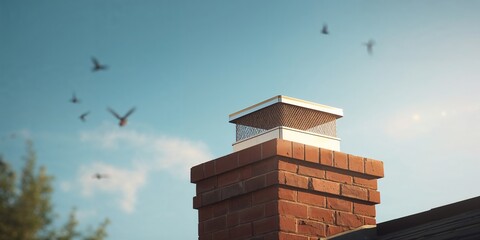 Chimney cover installed to block pests, home exterior protection