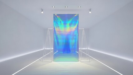 Modern Glass Art Installation in Minimalist Room.