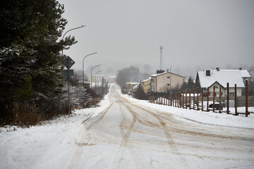 droga asfaltowa,zima  © Marcin Łazarczyk