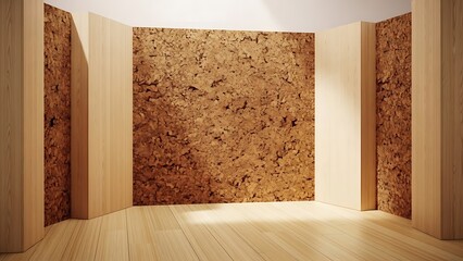 Empty Room with Cork Walls and Floor.