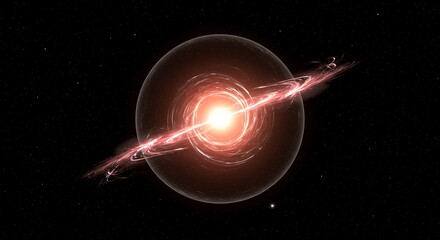 An abstract representation of ultimate cosmic compression, an impenetrable singularity point of overwhelming gravitational power and theoretical mass, intense, collapse, fundamental