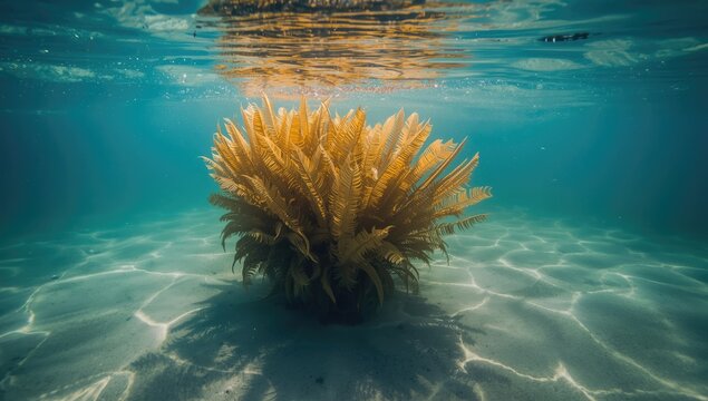 Laminaria ochroleuca seaweed submerged in Atlantic waters, highlighting marine ecosystem